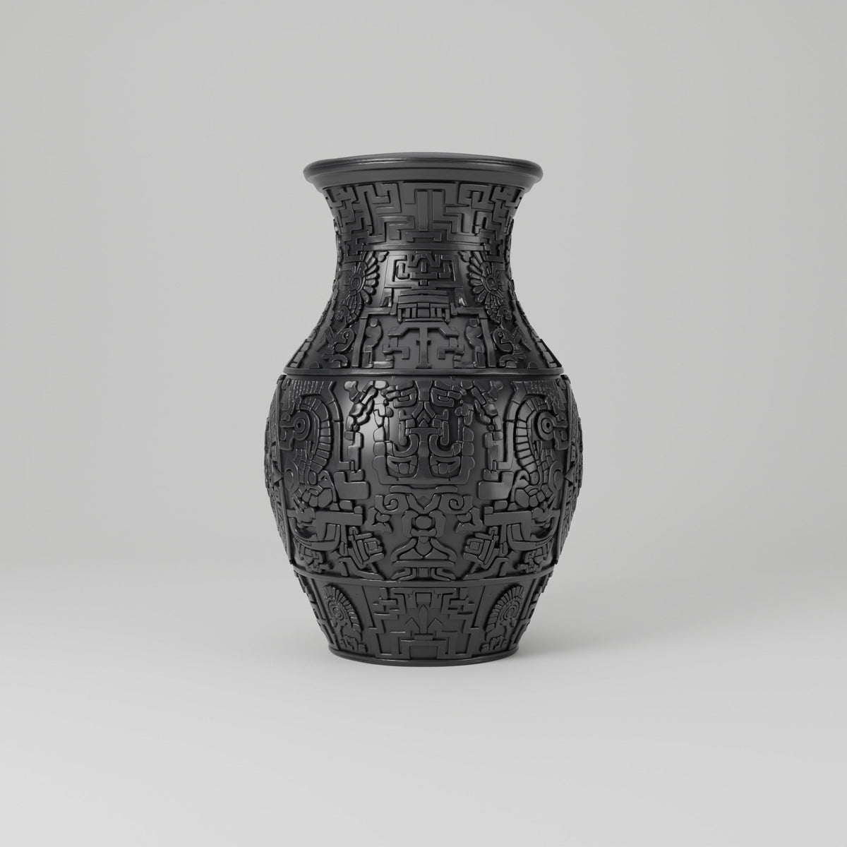 Aztec Relief Carved Flower Vase – Modern Sculptural Vase - Northern Foundry
