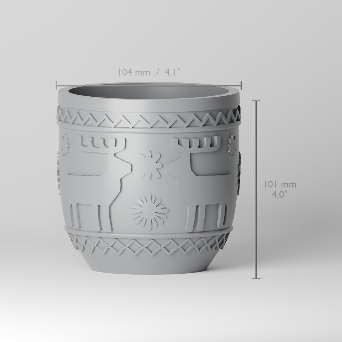 Nordic Reindeer Vase – Scandinavian Winter Pot with Reindeer & Snowflakes - Northern Foundry