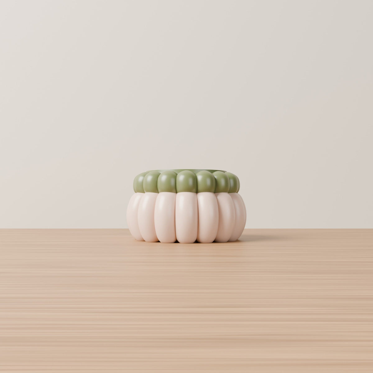 Rounded Sculptural Flower Pot – Puffy Ribbed Planter - Northern Foundry