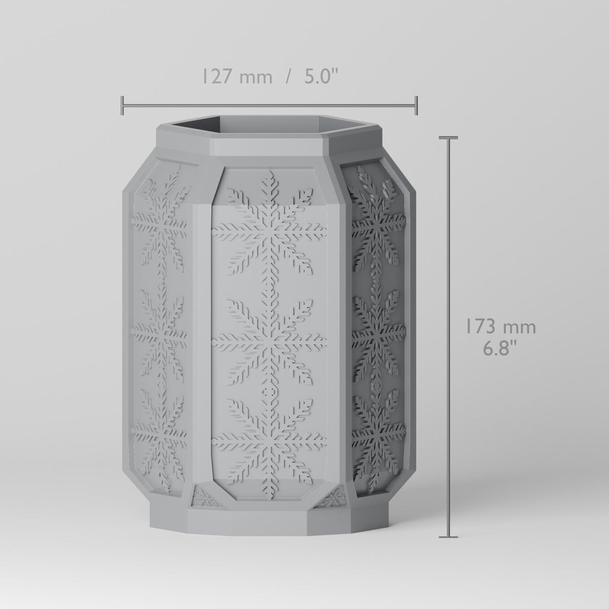 Snowflake Vase – Octagonal Winter Flower Vase with Raised Snowflakes - Northern Foundry