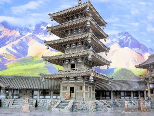 Samurai Temple Pagoda - painted 5-storey tower