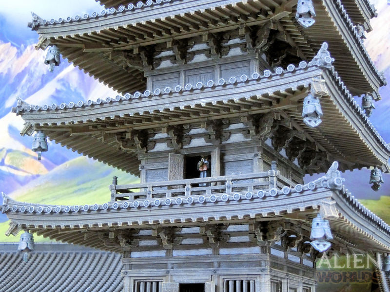 Samurai Temple Pagoda - unpainted grey print