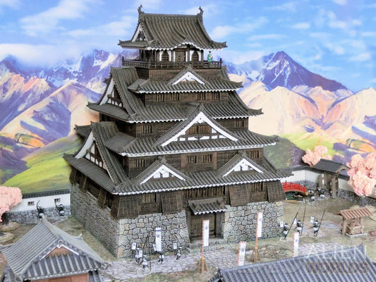 Samurai Castle painted - 5-level Japanese keep on the tabletop