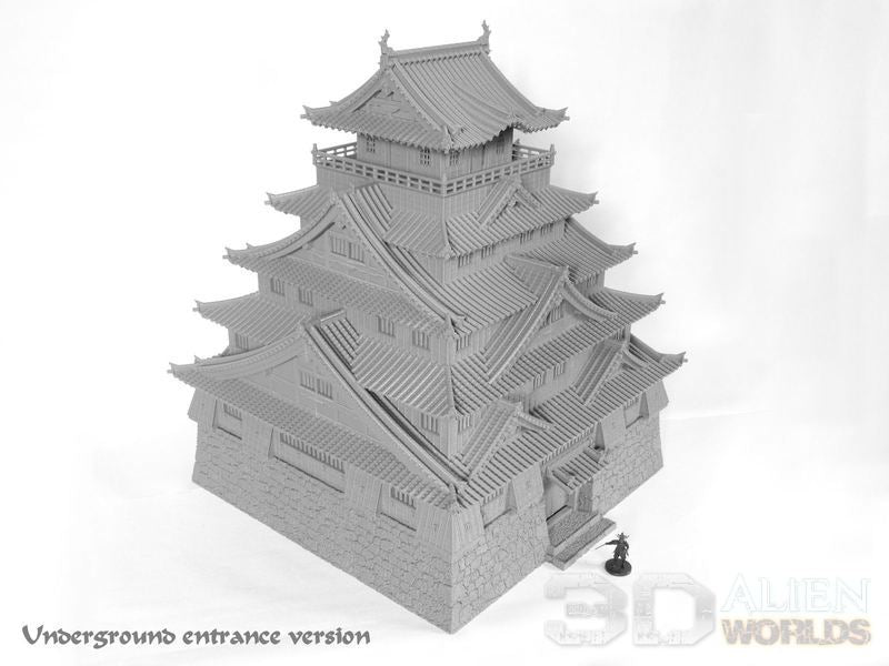 Samurai Castle unpainted grey 3D print - upper levels