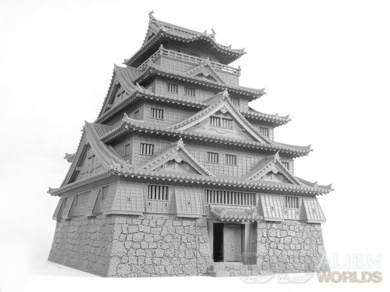 Samurai Castle unpainted grey 3D print - full assembly