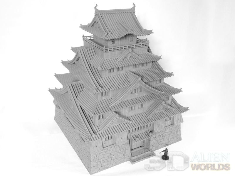 Samurai Castle unpainted grey 3D print - building detail