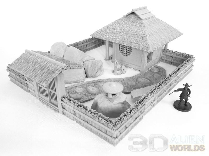 Samurai Teahouse Set unpainted grey print