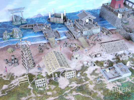 Samurai Fishing Village - painted coastal set