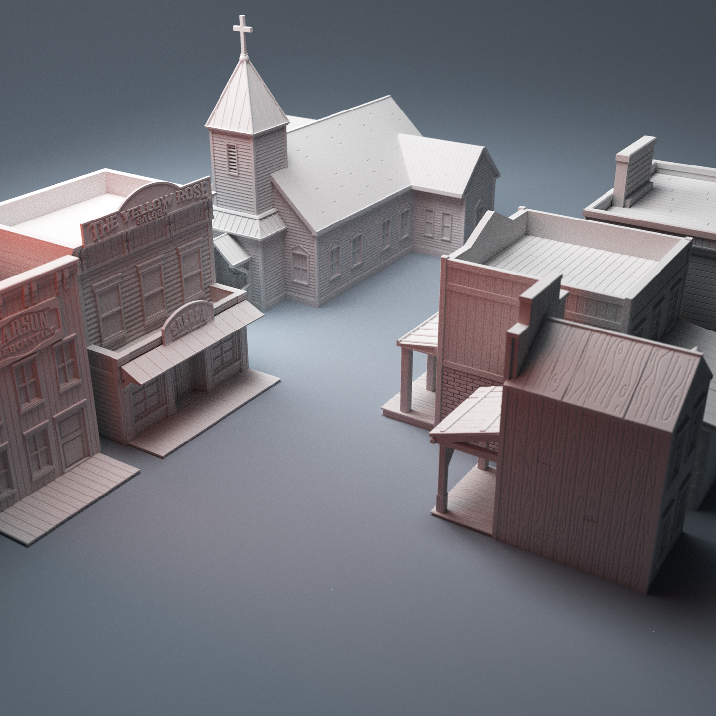 Old West town terrain bundle 28mm 6 buildings