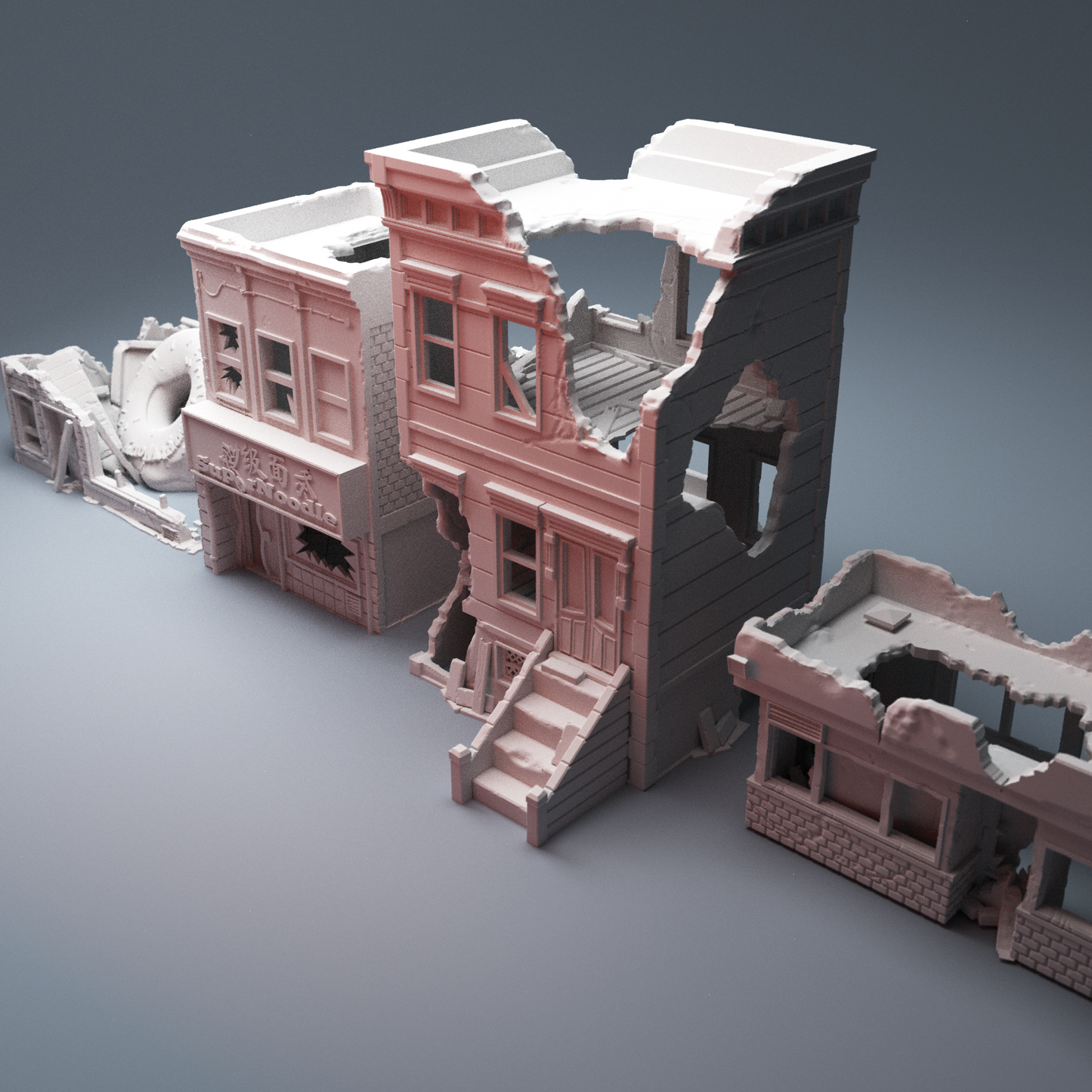 Urban ruined buildings bundle post-apocalyptic terrain 28mm