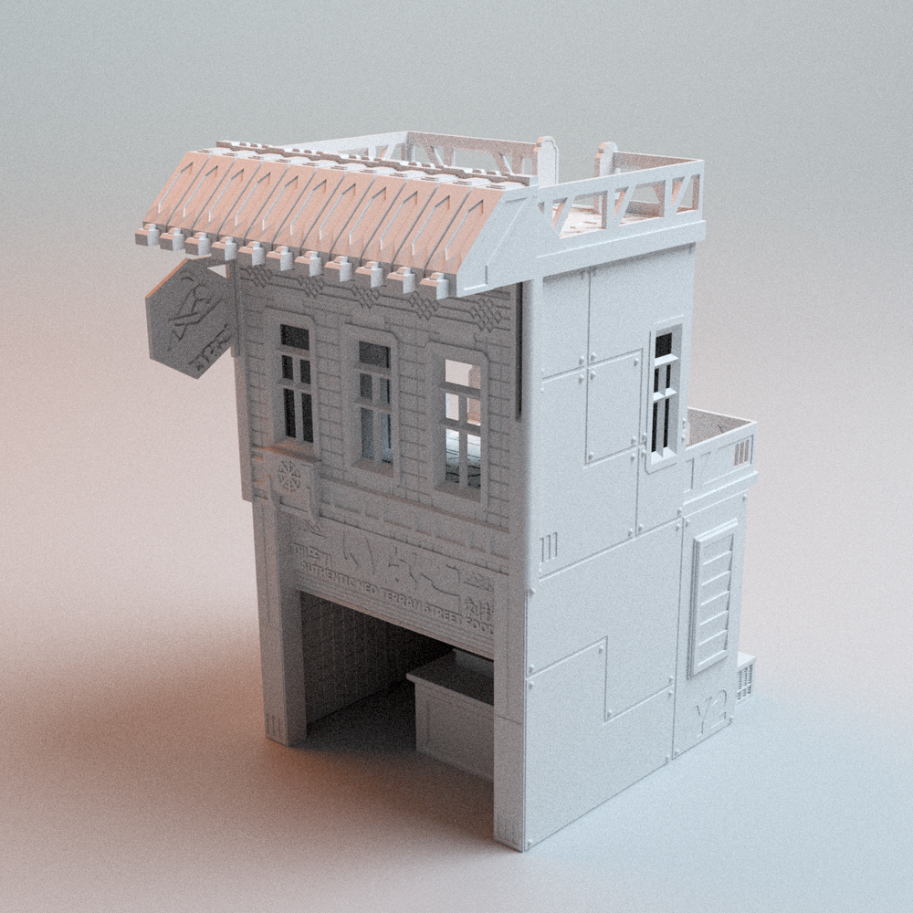 Cyberpunk Locust Eatery building side