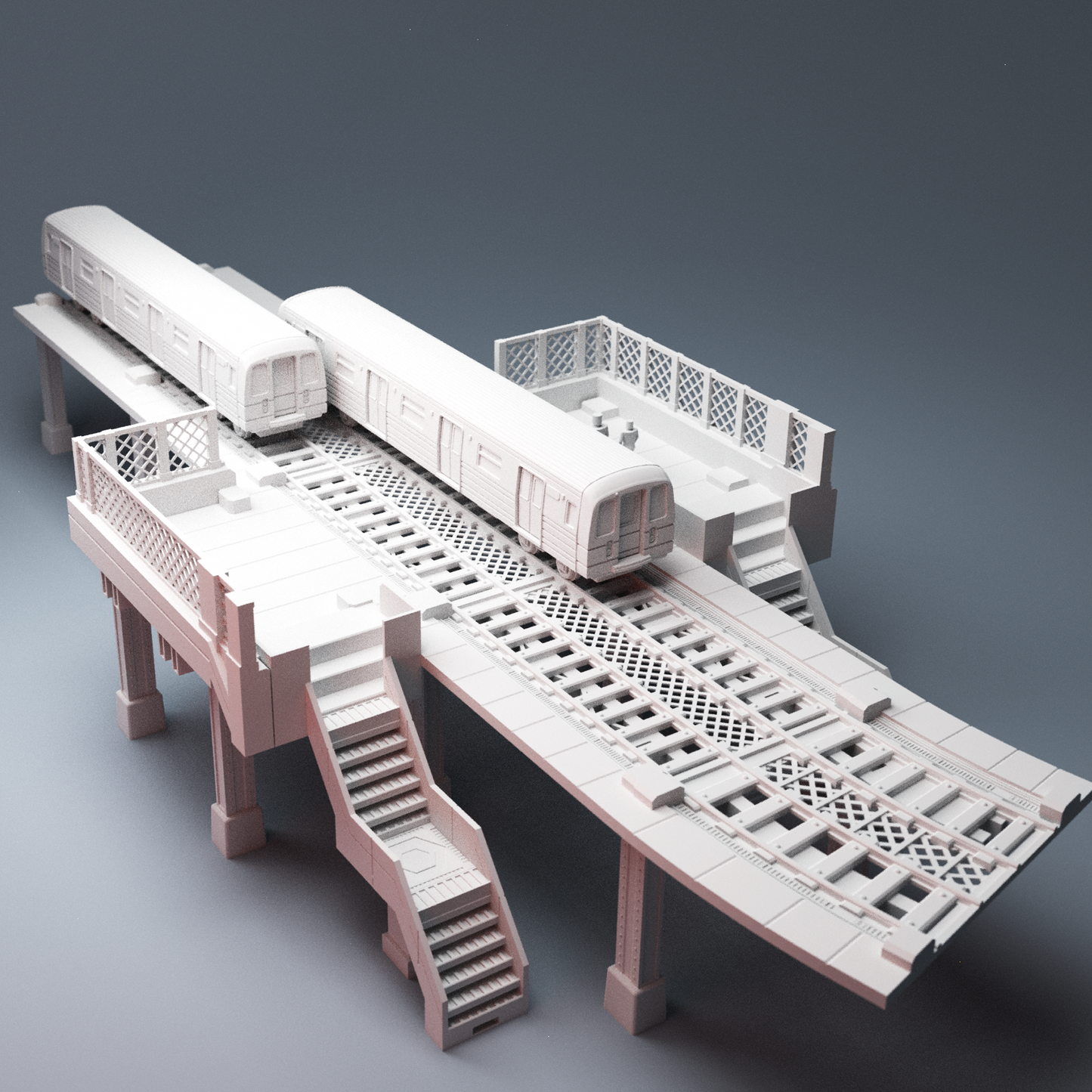 Cyberpunk elevated trainline 28mm sci-fi terrain