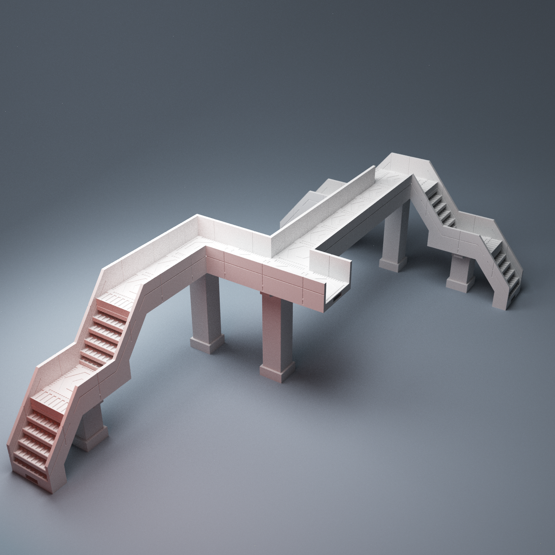 Modular walkways balconies overpass sci-fi terrain