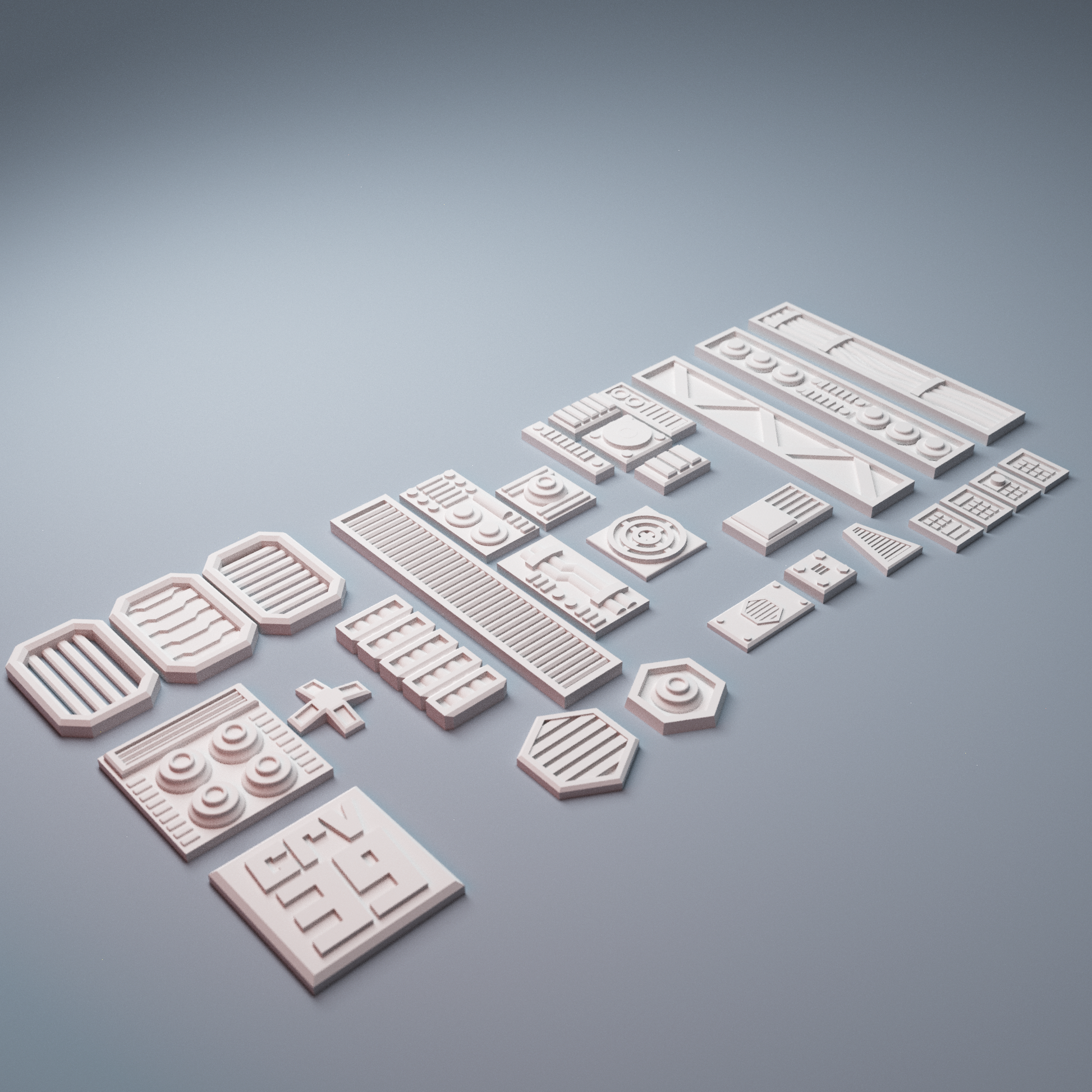 Builder's greebles detail pack for sci-fi buildings