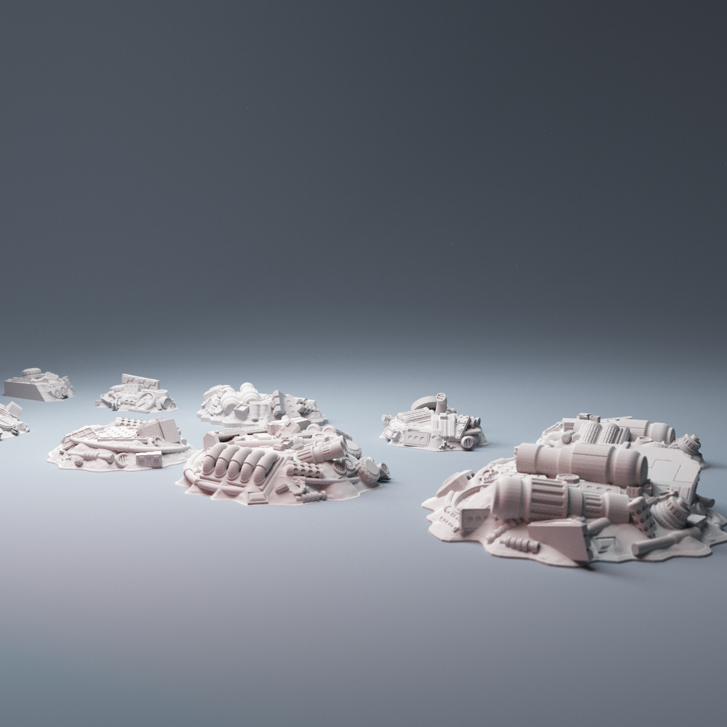 Sci-fi junk piles scatter terrain