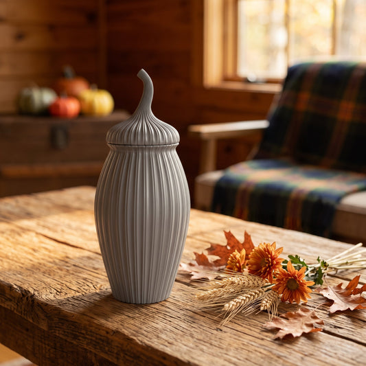Acorn Ribbed Vase with Lid – Fall Sculptural Decor - Northern Foundry