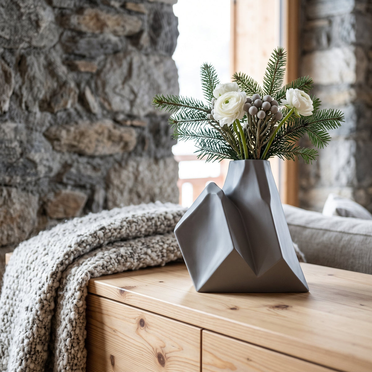 Alpine Peaks Geometric Mountain Vase – Modern Sculptural Vase - Northern Foundry