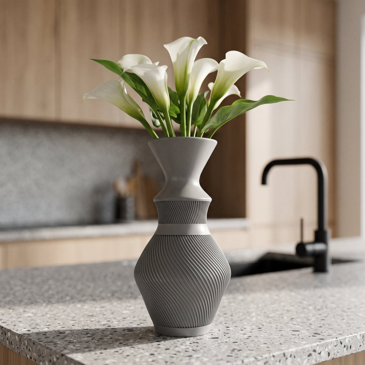 Alviano Spiral Textured Vase – Modern Sculptural Vase - Northern Foundry