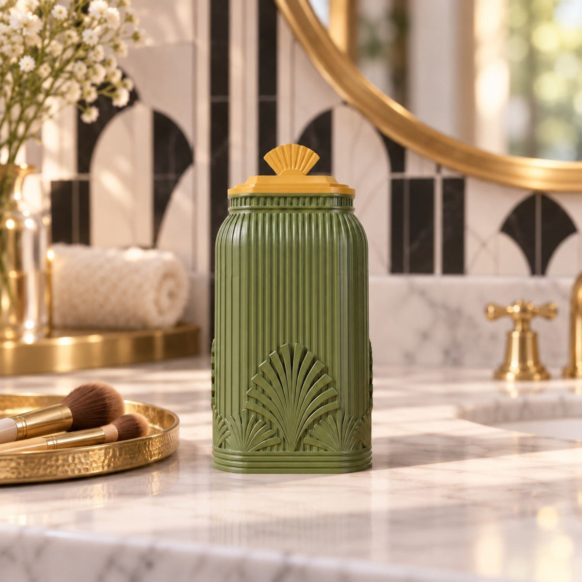 Art Deco Storage Jar with Lid – Fluted Fan Canister - Northern Foundry