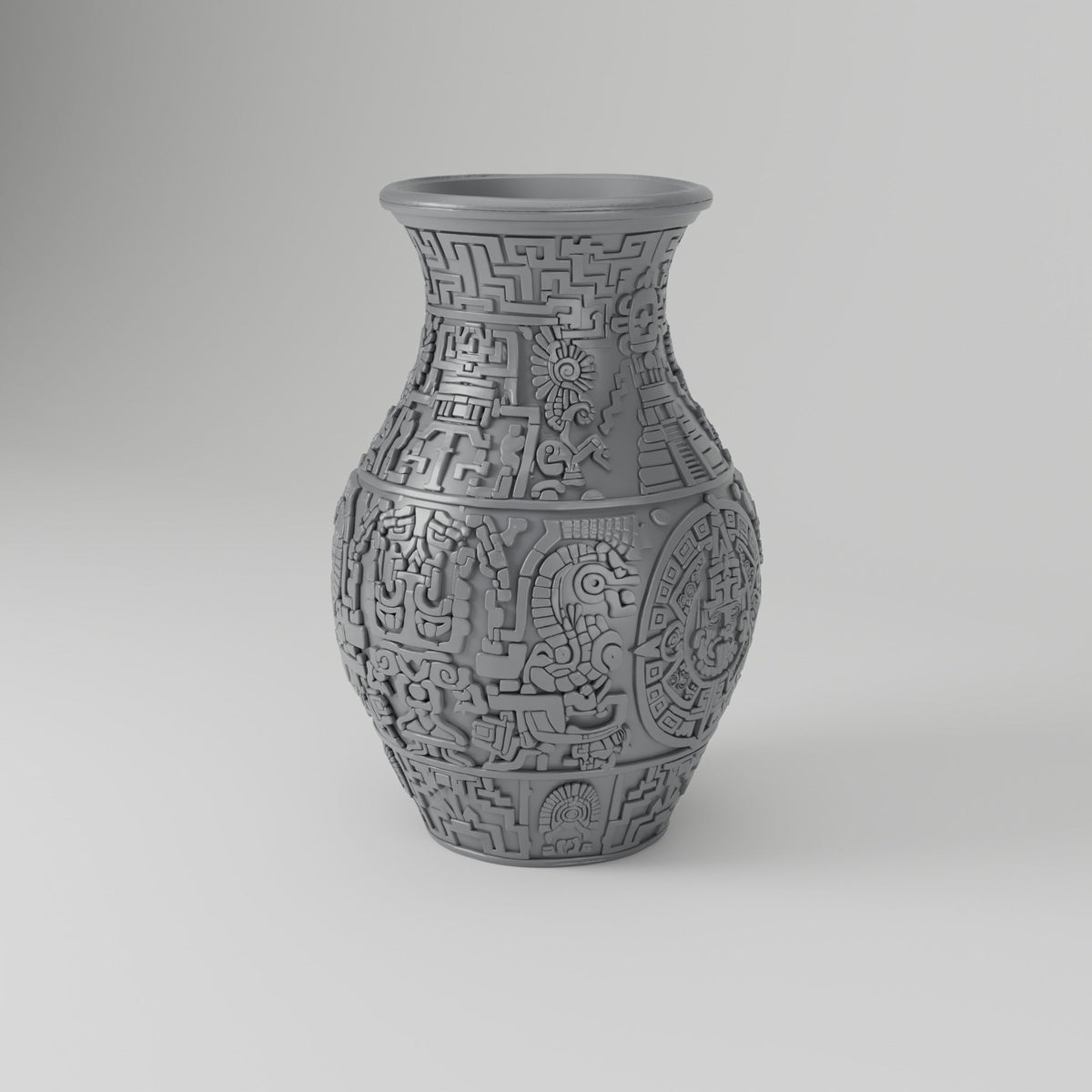 Aztec Relief Carved Flower Vase – Modern Sculptural Vase - Northern Foundry