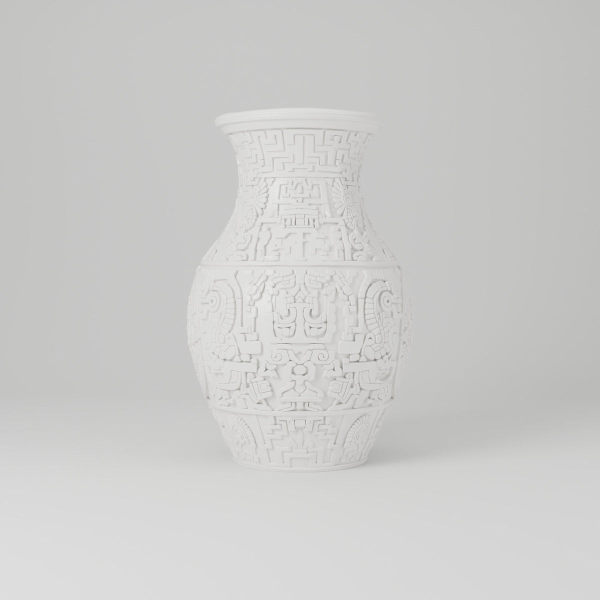 Aztec Relief Carved Flower Vase – Modern Sculptural Vase - Northern Foundry
