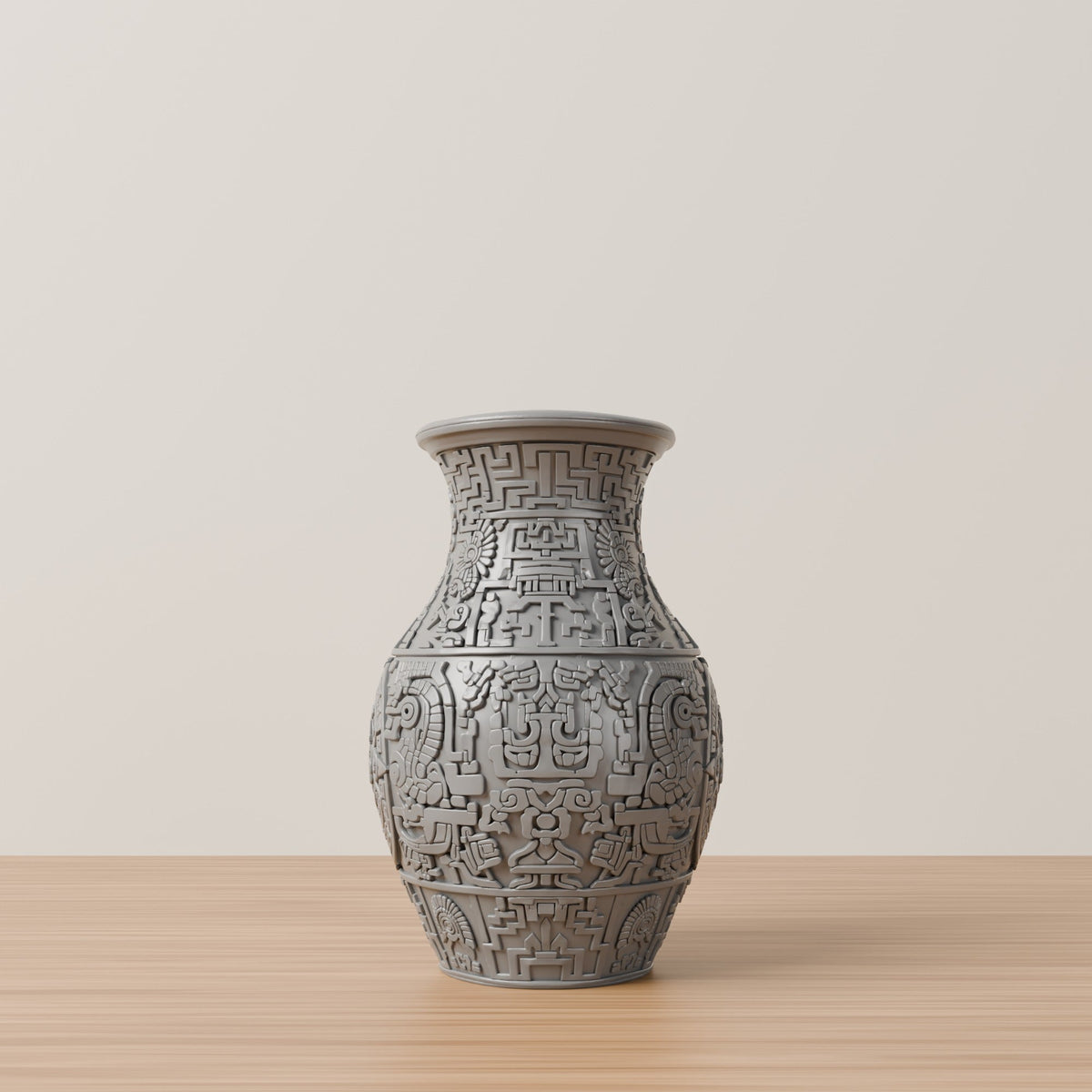 Aztec Relief Carved Flower Vase – Modern Sculptural Vase - Northern Foundry
