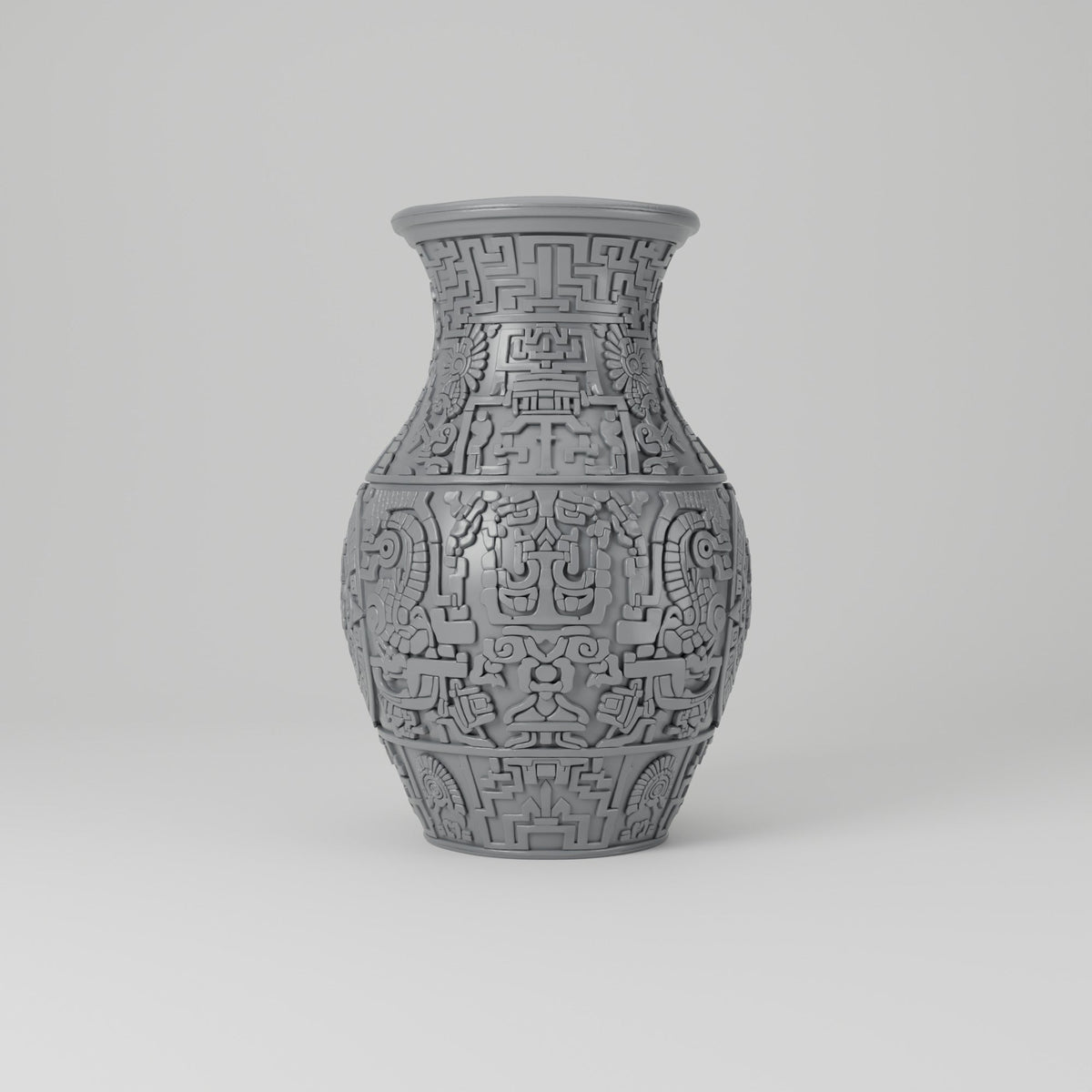 Aztec Relief Carved Flower Vase – Modern Sculptural Vase - Northern Foundry