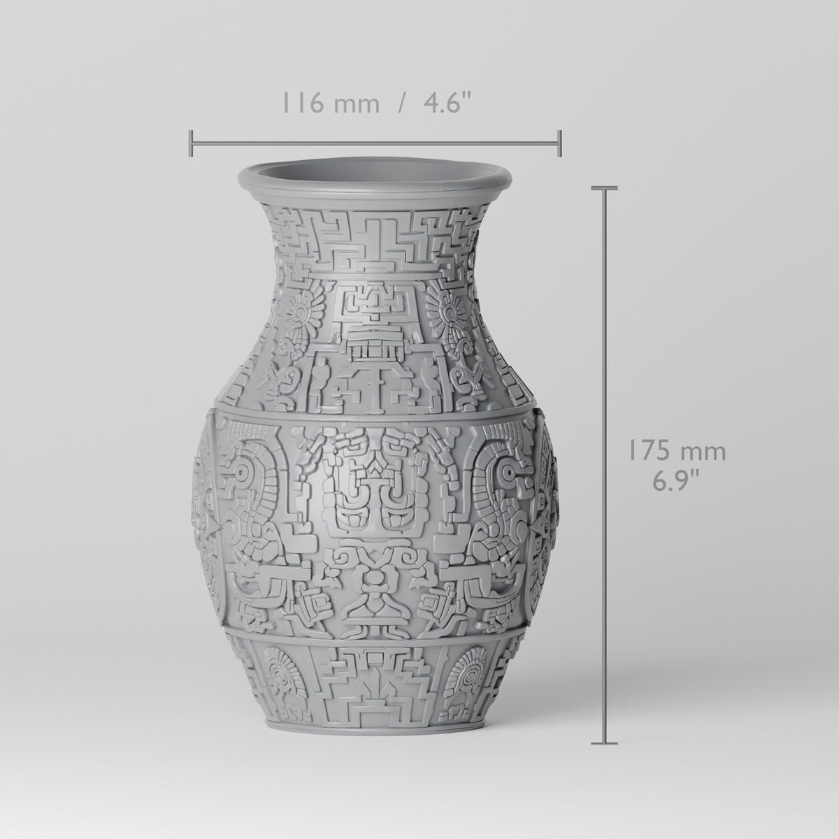 Aztec Relief Carved Flower Vase – Modern Sculptural Vase - Northern Foundry