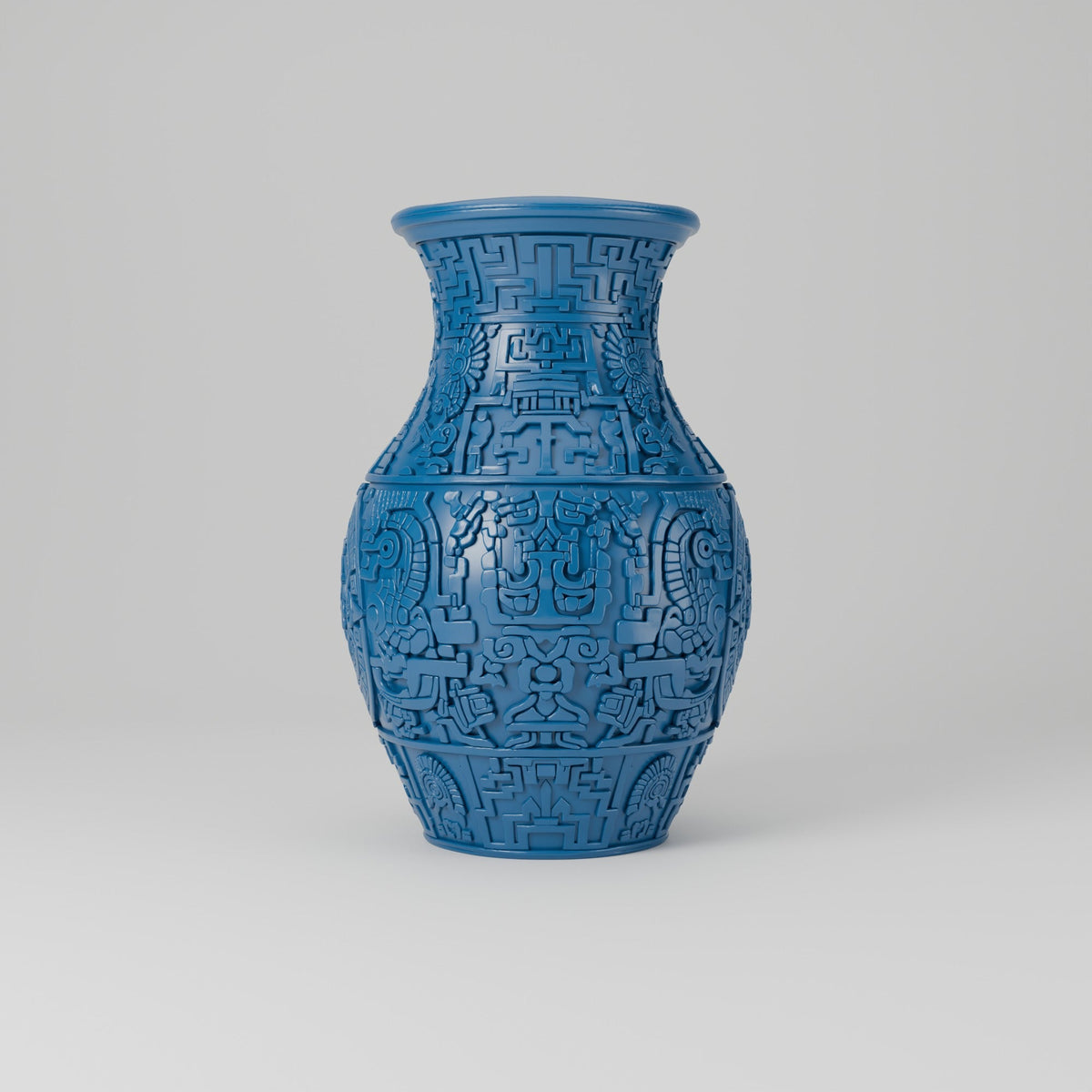 Aztec Relief Carved Flower Vase – Modern Sculptural Vase - Northern Foundry
