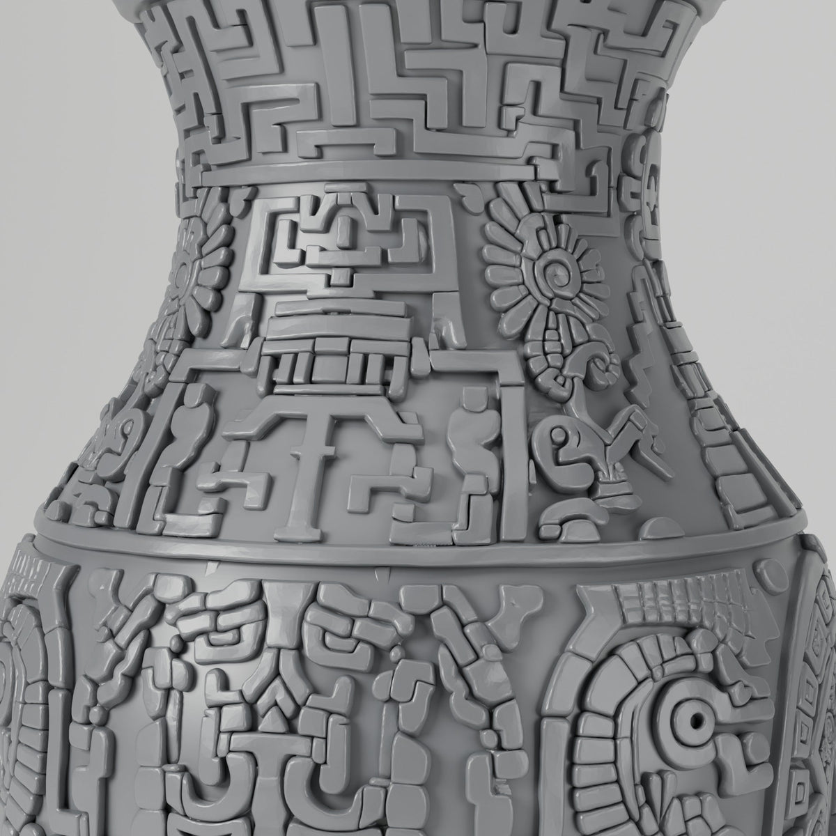 Aztec Relief Carved Flower Vase – Modern Sculptural Vase - Northern Foundry