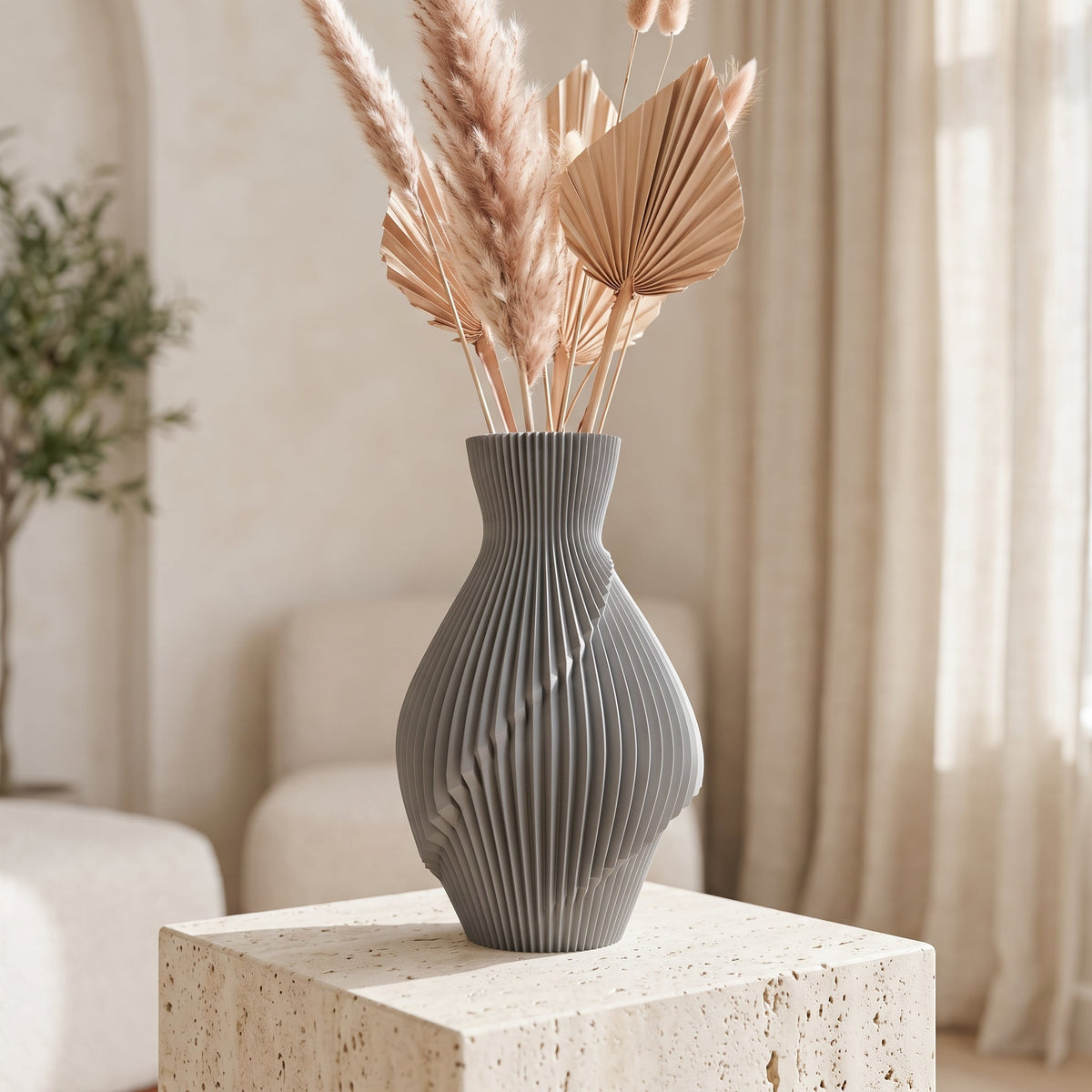 Bellvalier Twisted Ribbed Vase – Modern Sculptural Vase - Northern Foundry