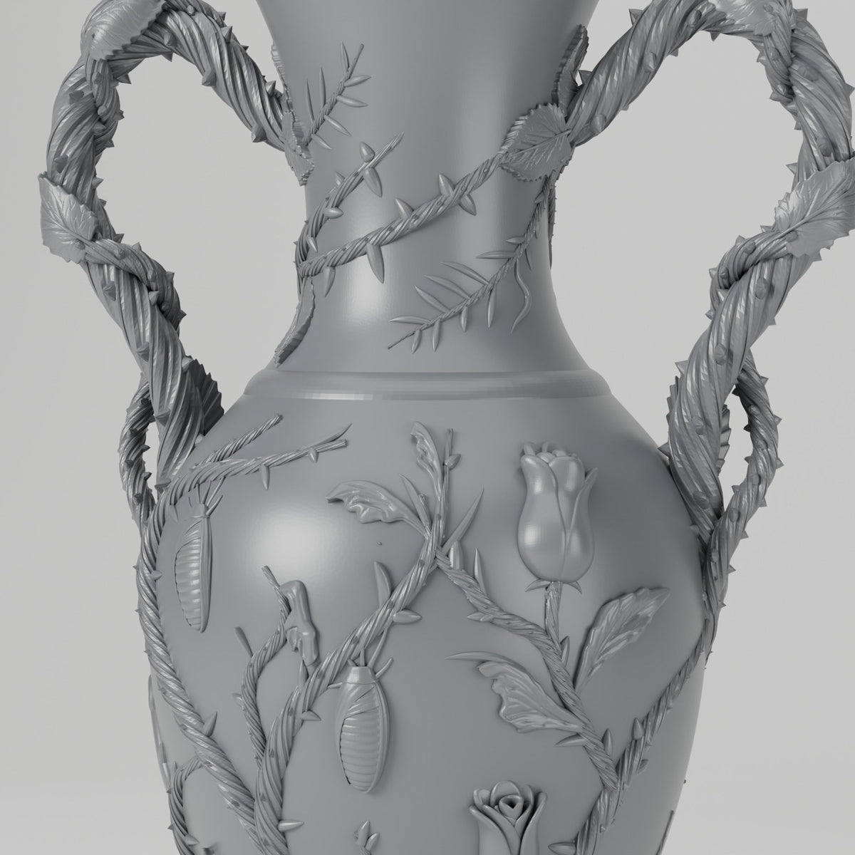 Botanical Amphora Vase – Thorned Vine Handled Vase - Northern Foundry