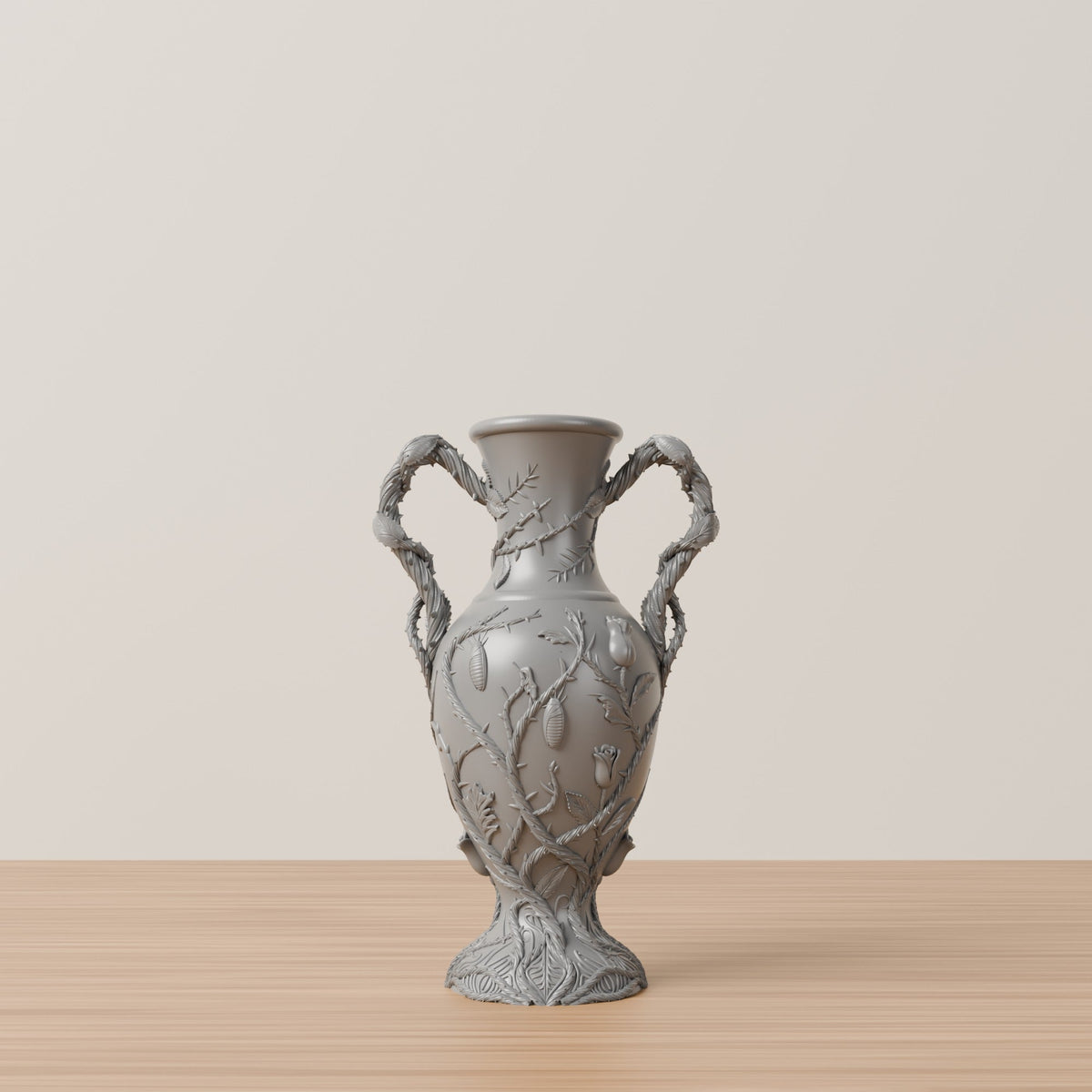 Botanical Amphora Vase – Thorned Vine Handled Vase - Northern Foundry