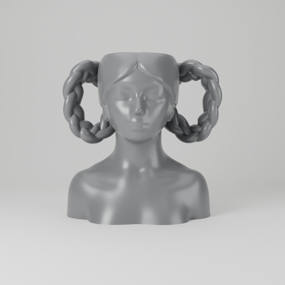 Braided Girl Vase – Sculpted Bust Flower Vase with Looped Braids - Northern Foundry