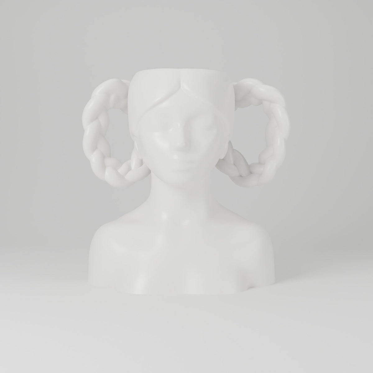 Braided Girl Vase – Sculpted Bust Flower Vase with Looped Braids - Northern Foundry