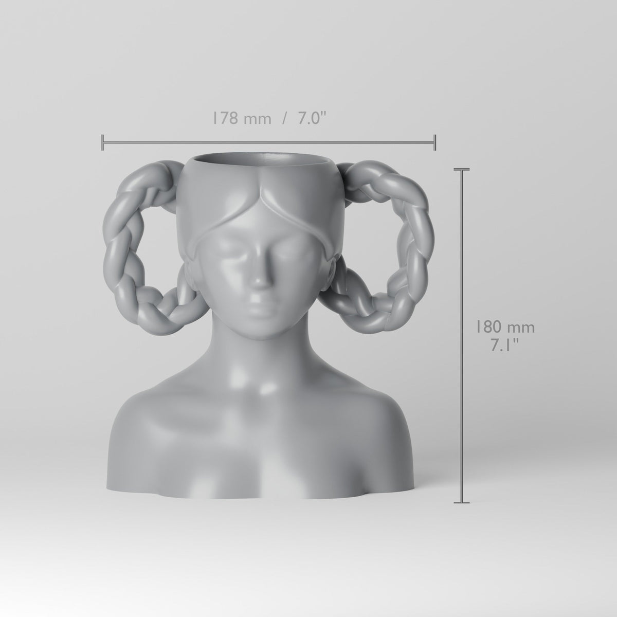 Braided Girl Vase – Sculpted Bust Flower Vase with Looped Braids - Northern Foundry