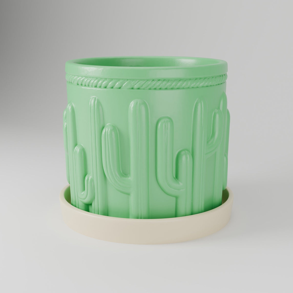 Cactus Planter Pot – Saguaro Relief Pot with Saucer - Northern Foundry