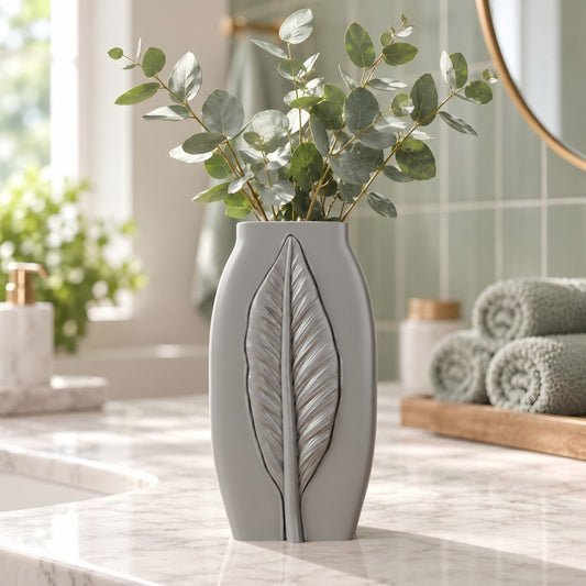 Calma Leaf Relief Vase – Modern Sculptural Vase - Northern Foundry
