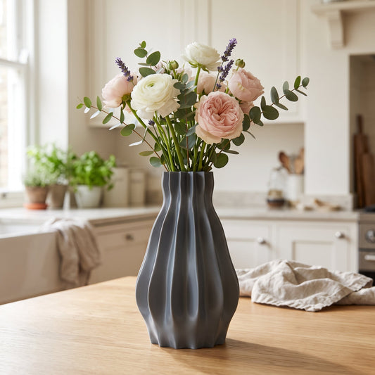 Camille Ribbed Flower Vase – Modern Sculptural Vase - Northern Foundry