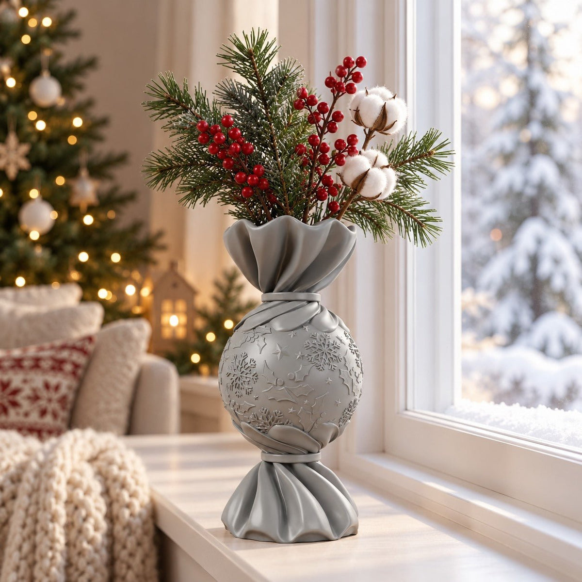 Candy Wrapper Christmas Vase – Festive Holiday Flower Vase - Northern Foundry