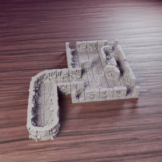 Cavern Starter Cave & Winding Tunnel, assembled set on a wooden table