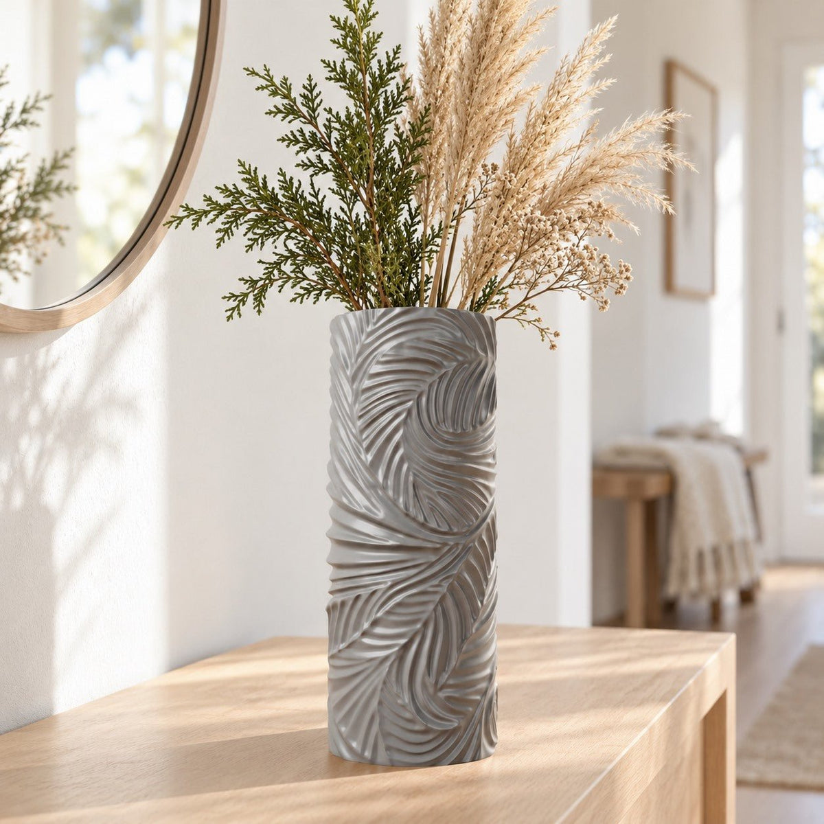 Cedar Carved Vase – Modern Sculptural Vase - Northern Foundry