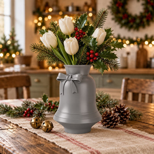 Christmas Bell Vase – Ribbon-Tied Holiday Flower Vase - Northern Foundry