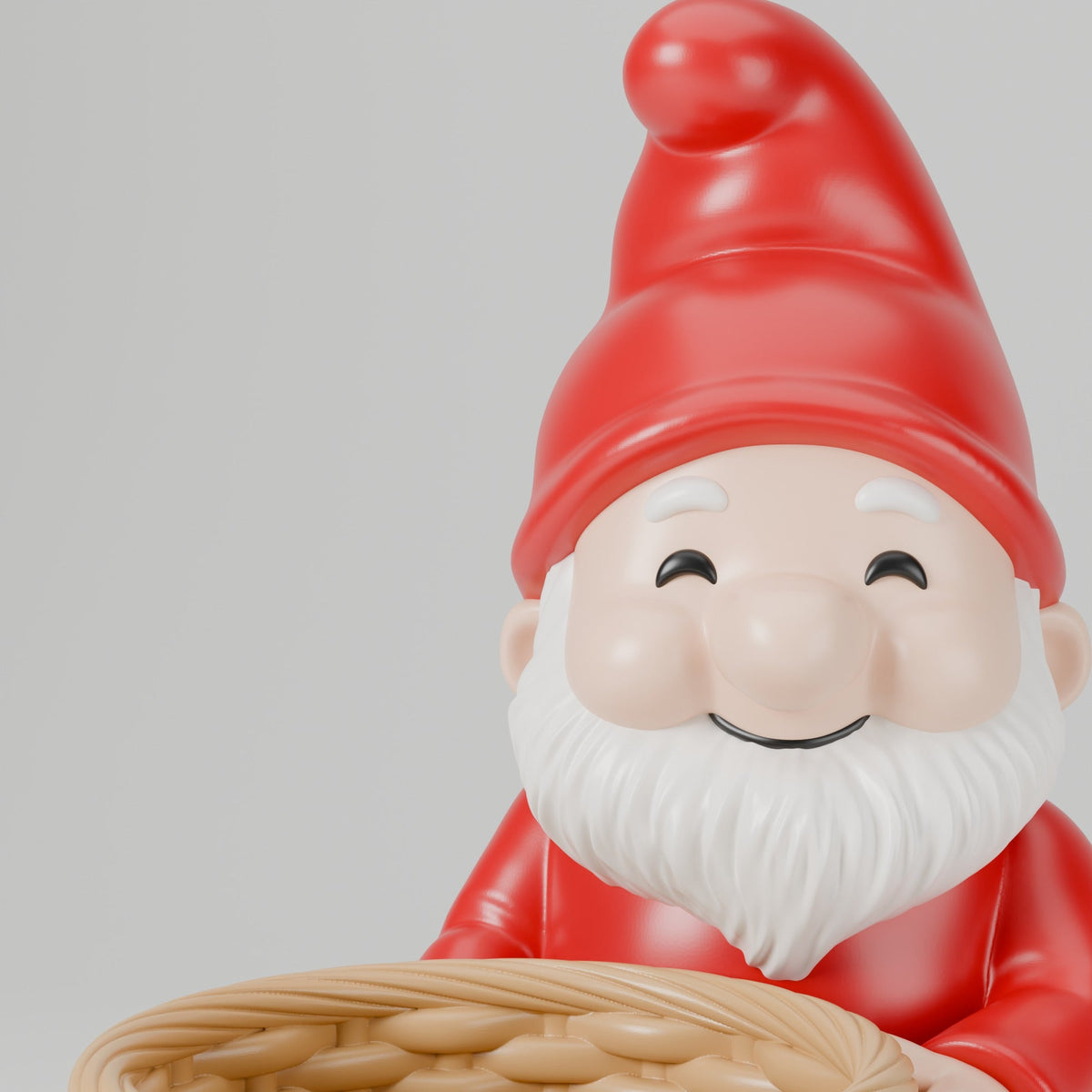 Christmas Gnome Basket Holder – Smiling Santa Gnome with Wicker Basket Planter - Northern Foundry