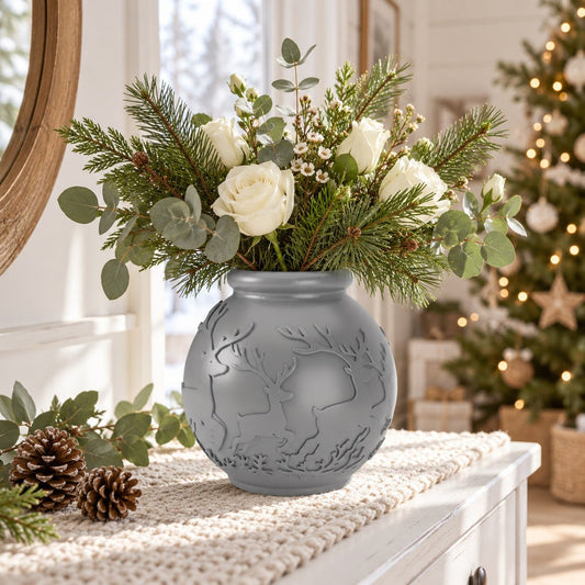 Christmas Reindeer Vase – Leaping Deer Holiday Flower Vase - Northern Foundry