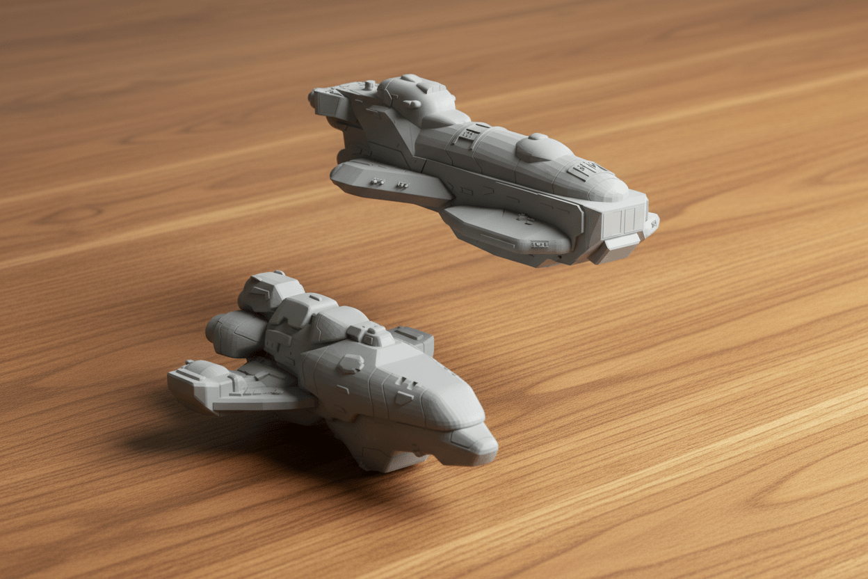 Civilian Merchant Convoy | 18 - Ship Space Fleet | Freighters, Science Vessel & Escorts | Sci - Fi Objective Markers & Scenery - Northern Foundry