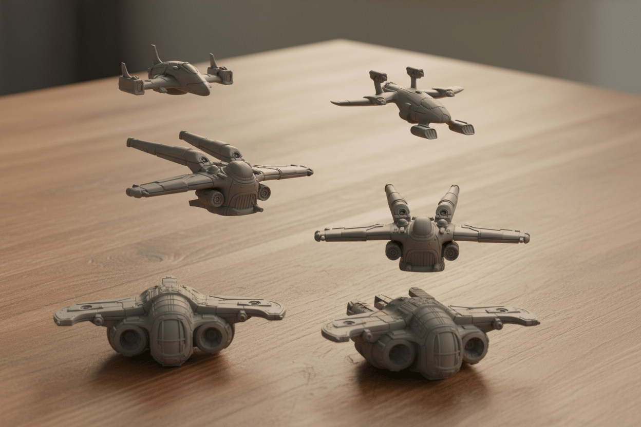 Civilian Merchant Convoy | 18 - Ship Space Fleet | Freighters, Science Vessel & Escorts | Sci - Fi Objective Markers & Scenery - Northern Foundry