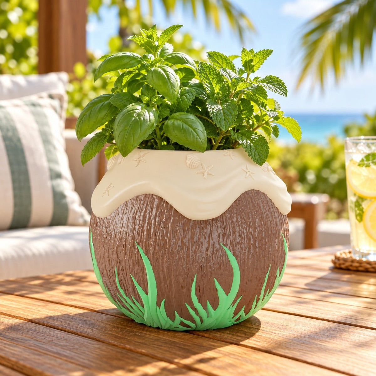 Coconut Pot – Tropical Coconut Shell Planter - Northern Foundry