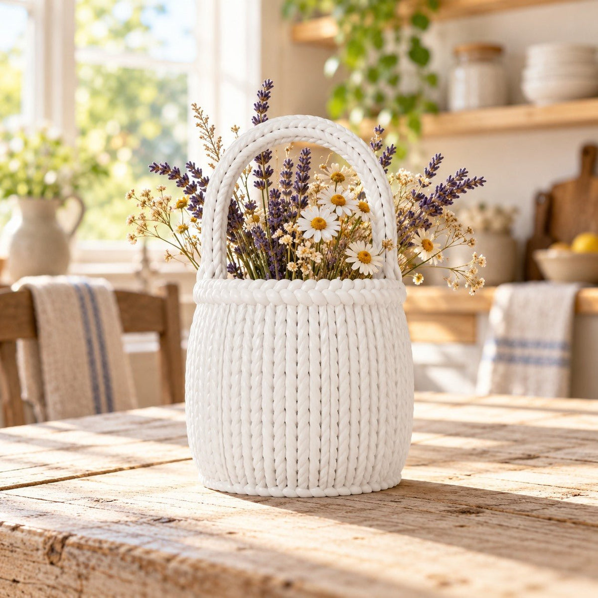 Cozy Basket Vase – Chunky Knit Basket Flower Vase - Northern Foundry