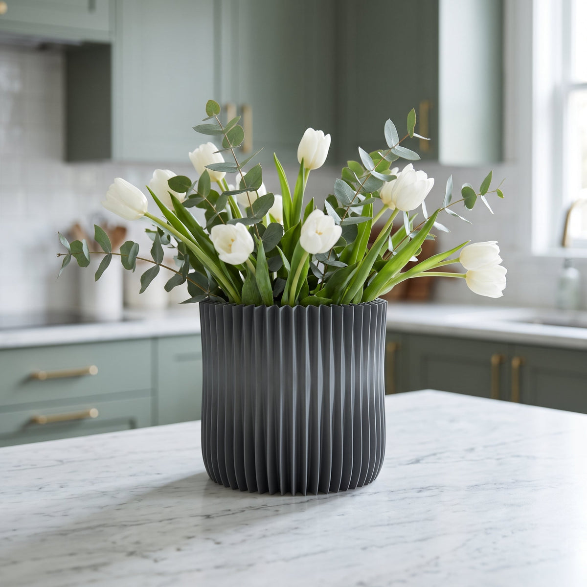 Crypta Pleated Wide Vase – Modern Sculptural Vase - Northern Foundry